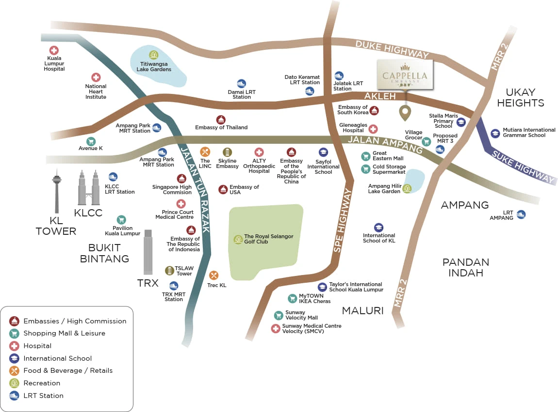 Cappella Embassy project location map — Jalan Ampang Ampang Hilir near KLCC